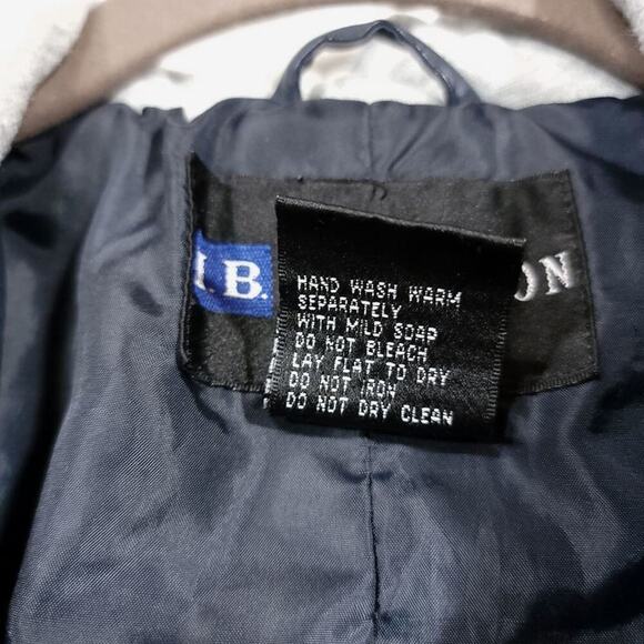 Ib Diffusion Faux Leather Jacket Juniors Size Medium Navy Knit - Picture 10 of 10